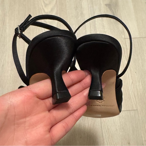 Loeffler Randall black satin pointy kitten heel with ankle strap size 7 - Picture 6 of 7